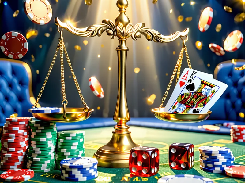 Hình ảnh đại diện cho sự công bằng và minh bạch trong trò chơi tại 123WIN, xúc xắc cân bằng và biểu tượng công lý