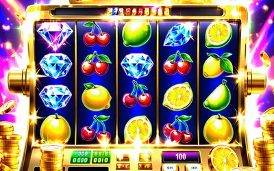 Máy slot game rực rỡ với biểu tượng may mắn, thể hiện các trò chơi slot tại 123WIN