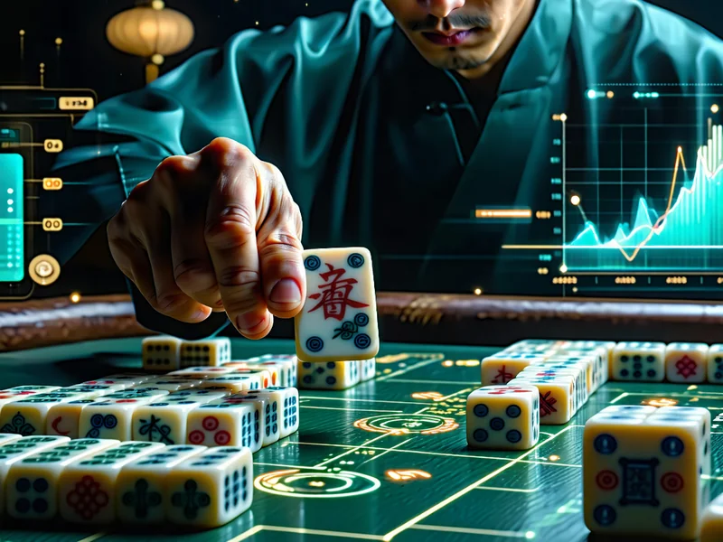 Người chơi mạt chược đang tập trung suy nghĩ, thể hiện chiến lược và kỹ năng