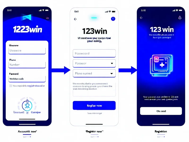 Minh họa quy trình đăng ký tài khoản 123WIN từng bước, bao gồm điền thông tin và xác nhận.